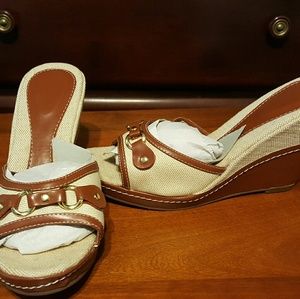 NEW Brown Canvas Wedges
